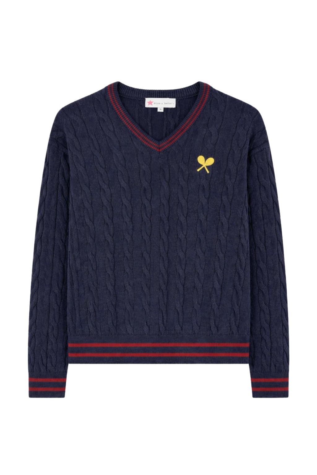 Road G - Chatham Cable Knit Tennis Sweater - Navy