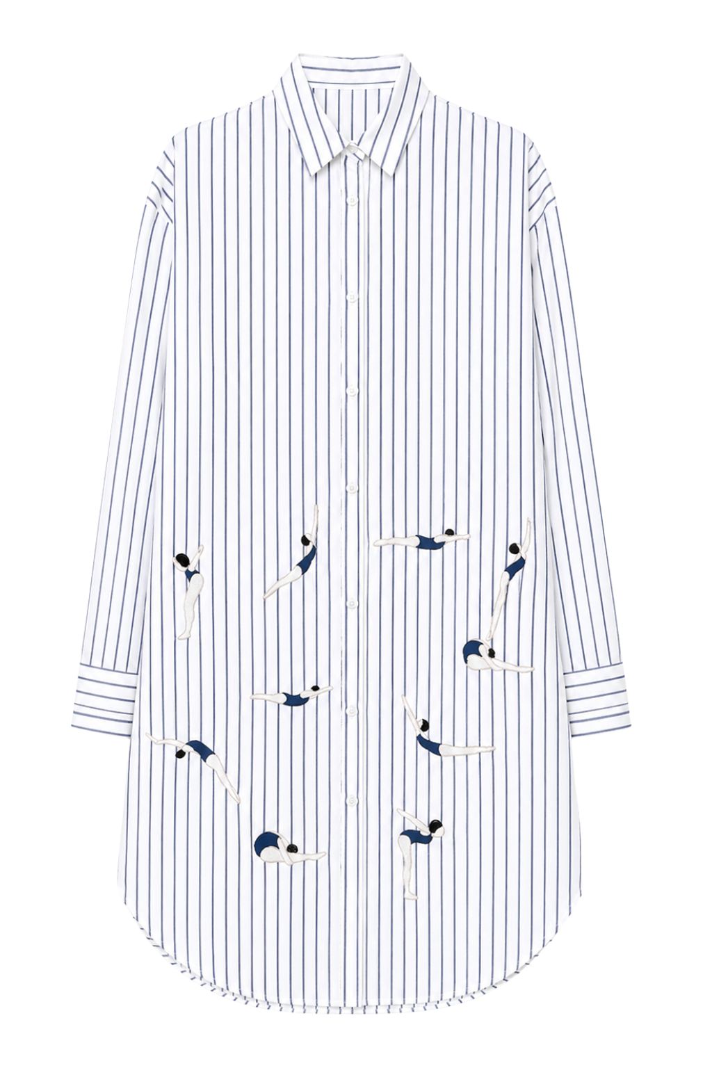 Citrus - Stripes Swimming Girl Long Shirt - White Navy