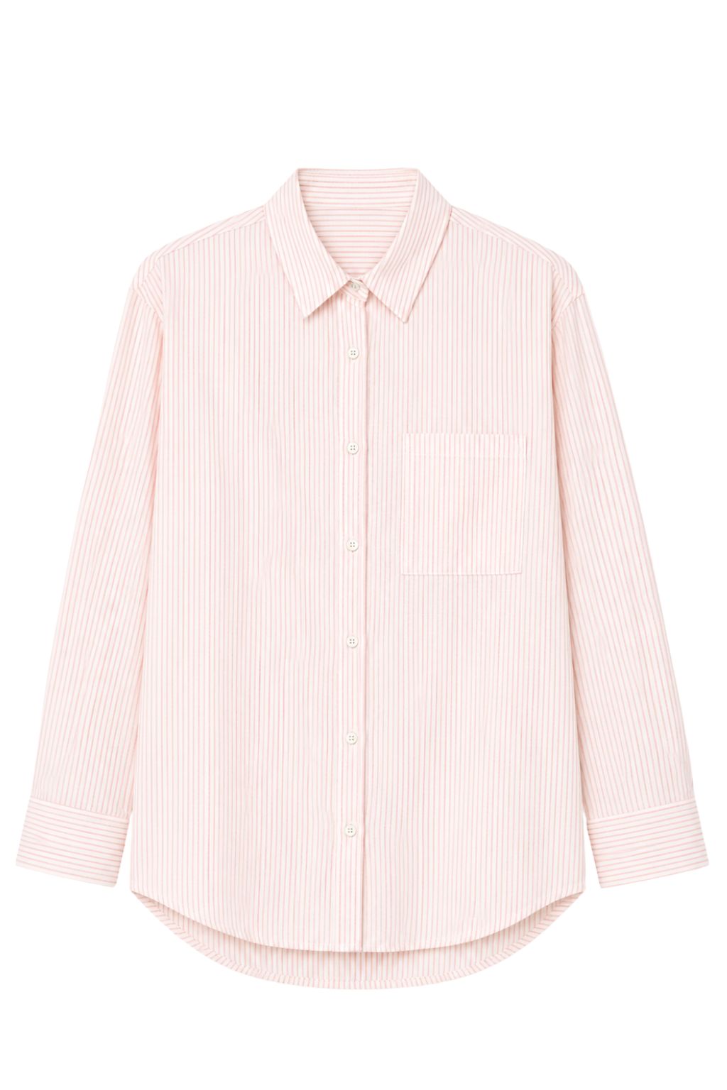 Road G - Pinstripe Button Front Shirt - Light Coral