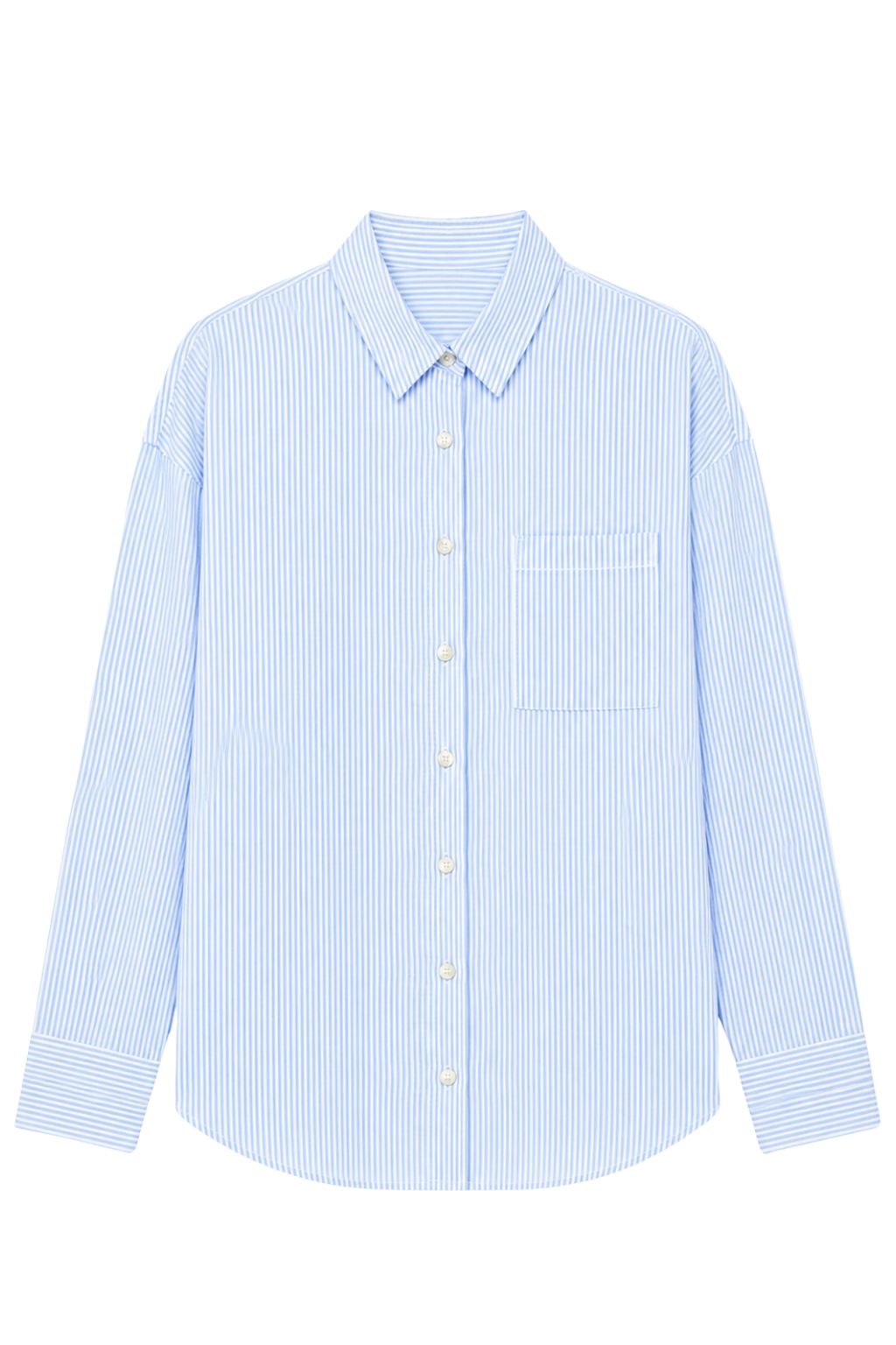 Road G - Long Sleeve Striped Linen Shirt - Blue