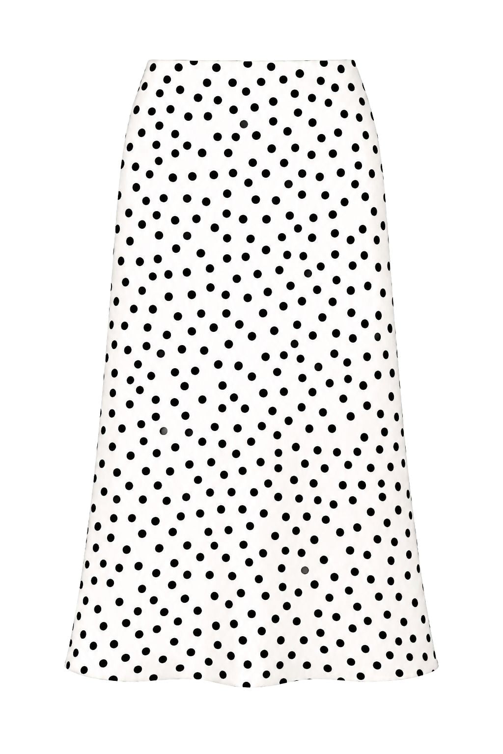 Olive and Bette's - Polka Dot Satin Midi Skirt - White/Black