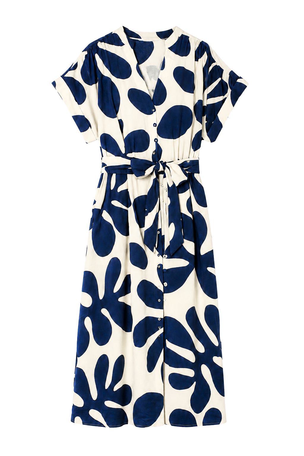 Olive and Bette's - Sleeveless Button Down Midi Dress With Tie Waist