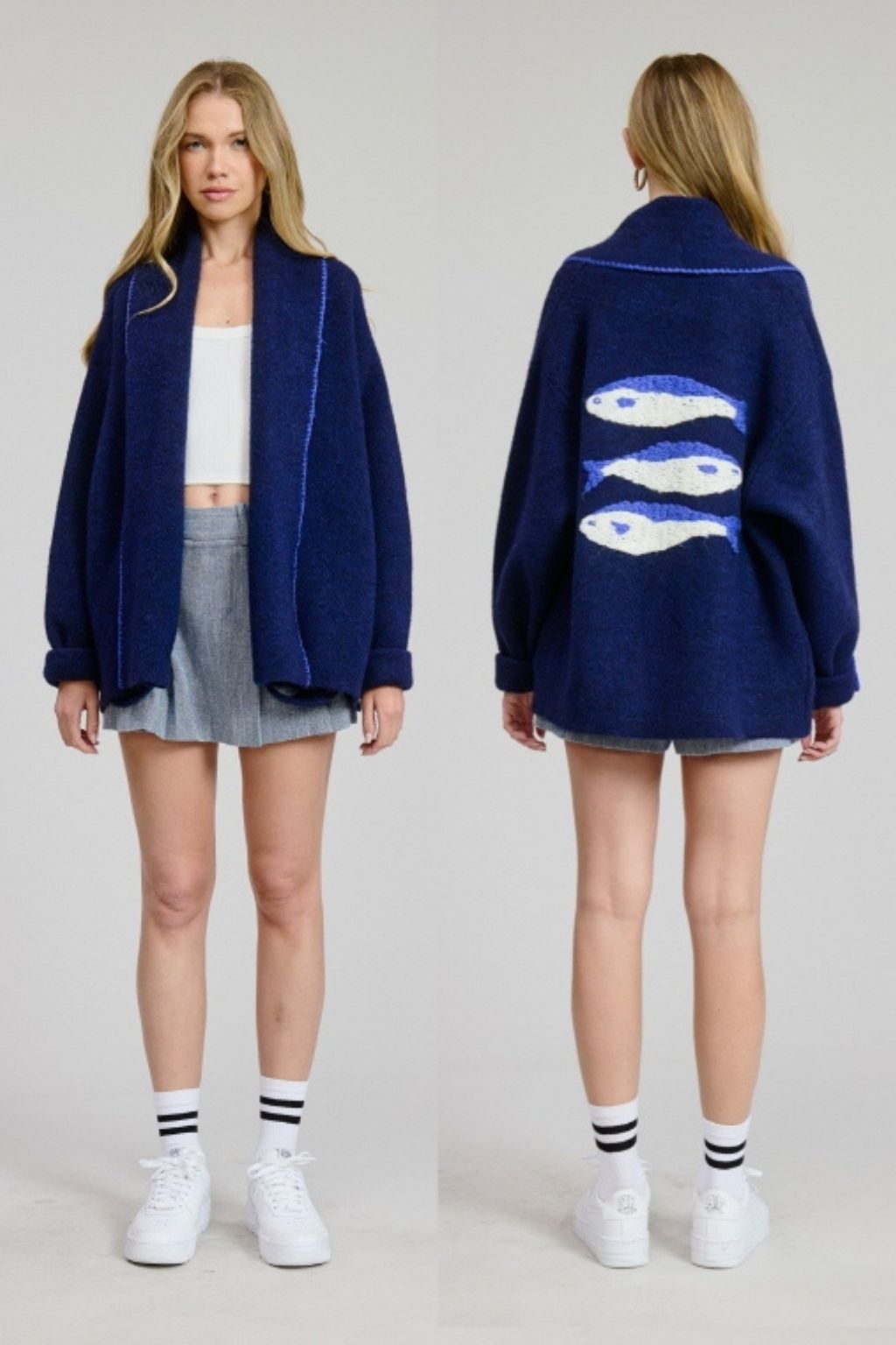 Olive and Bette's - 3 Fish Open Cardigan - Navy