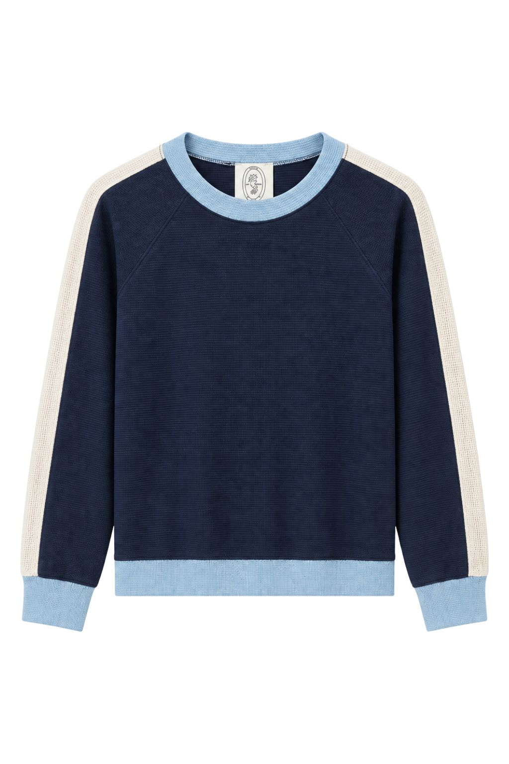 Road G - Round Neck Cloudy Knit Sweatshirt - Navy/Blue Fog/Cream