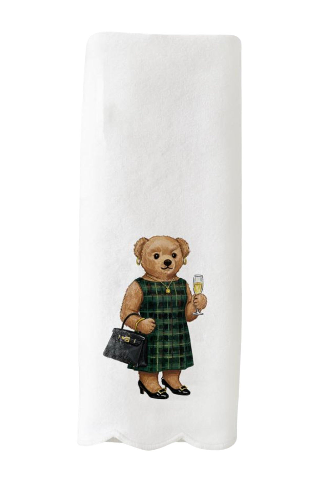 Toss Designs - Dress Bear Scalloped Guest Towel