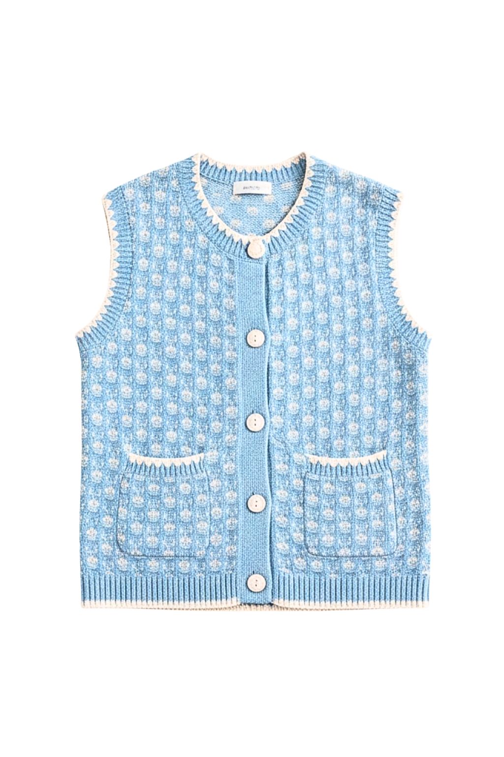 Autumn Cashmere - 2-Tone Texture Stitch Vest W/ Pockets