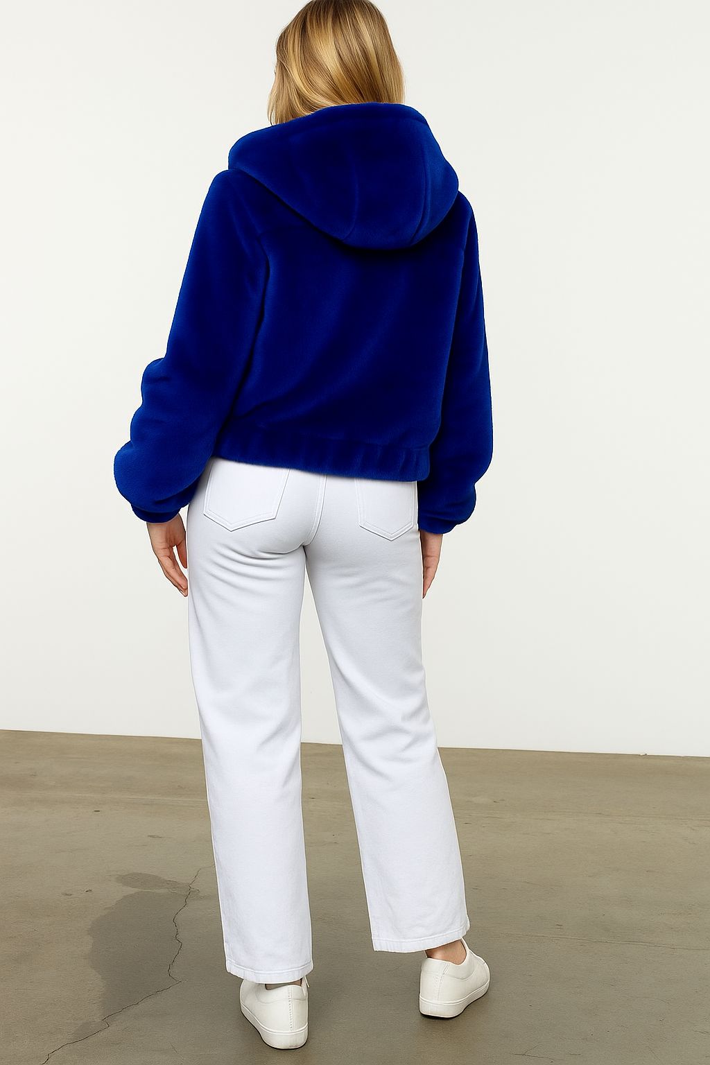 Olive and Bette' s - Faux Fur Hooded Jacket - Blue