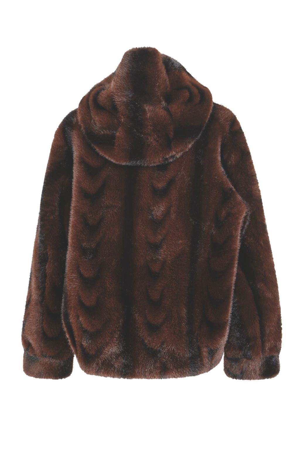 Olive and Bette's - Brooch Faux Fur Hooded Coat - Brown