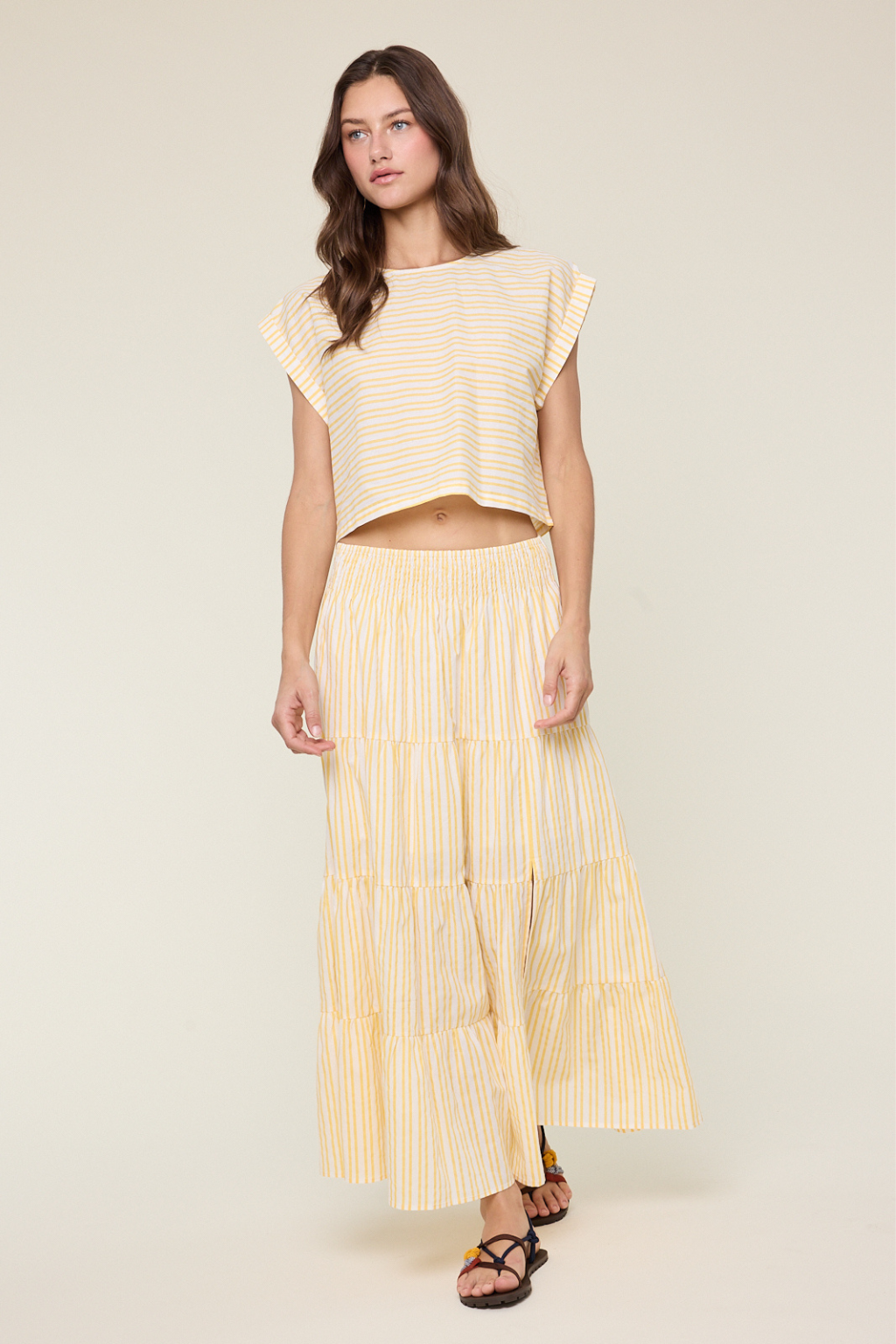 Olive and Bette's - Striped Tiered Maxi Skirt