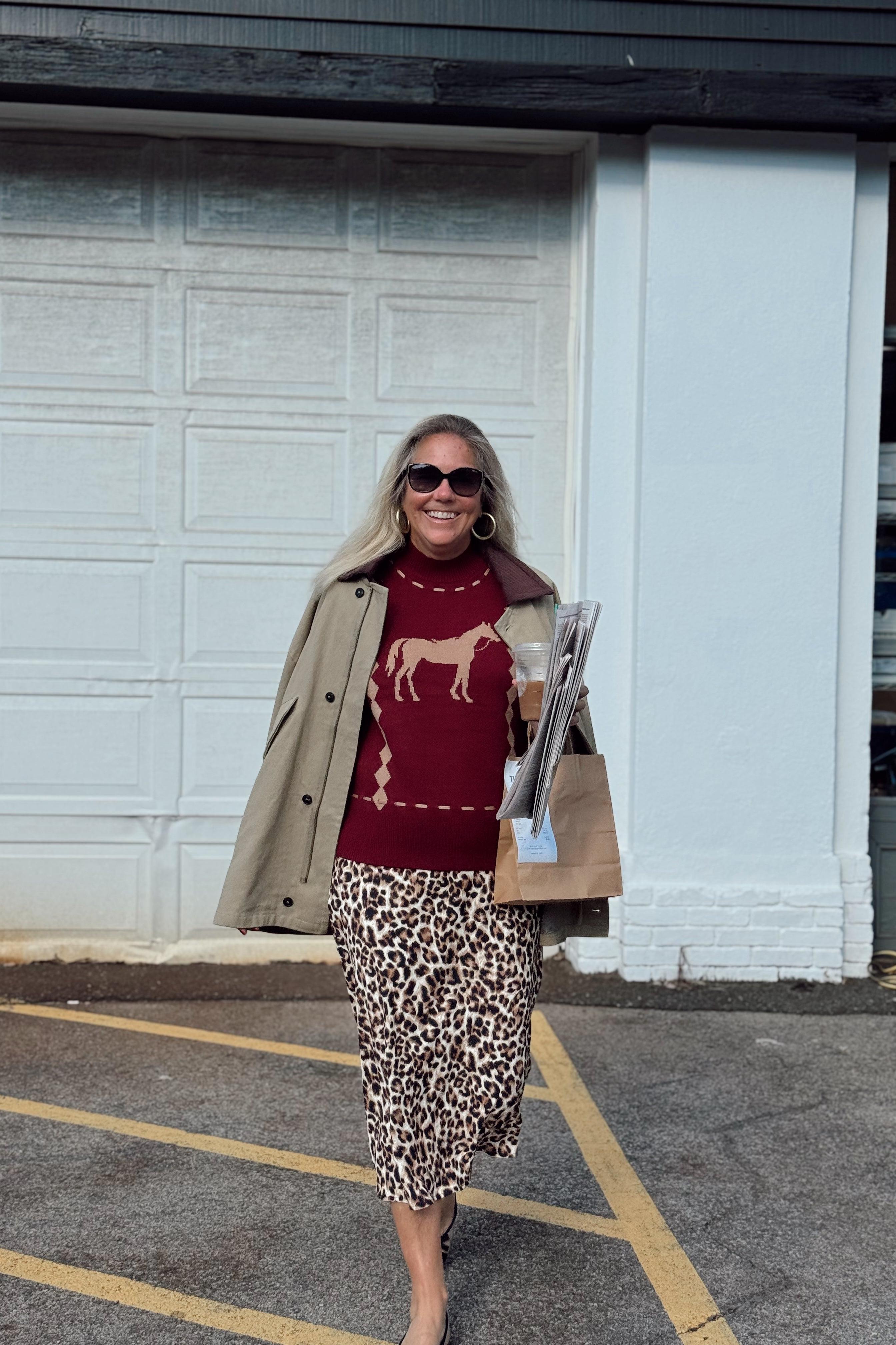 Olive and Bette's - Leopard Printed Midi Skirt