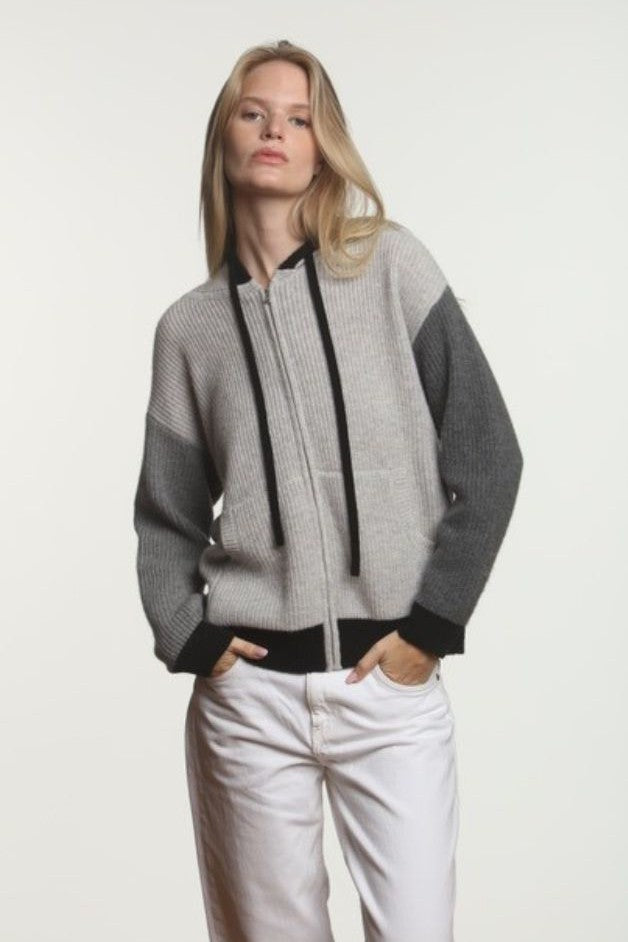 Hasson - Full Zip Colorblock Hoodie