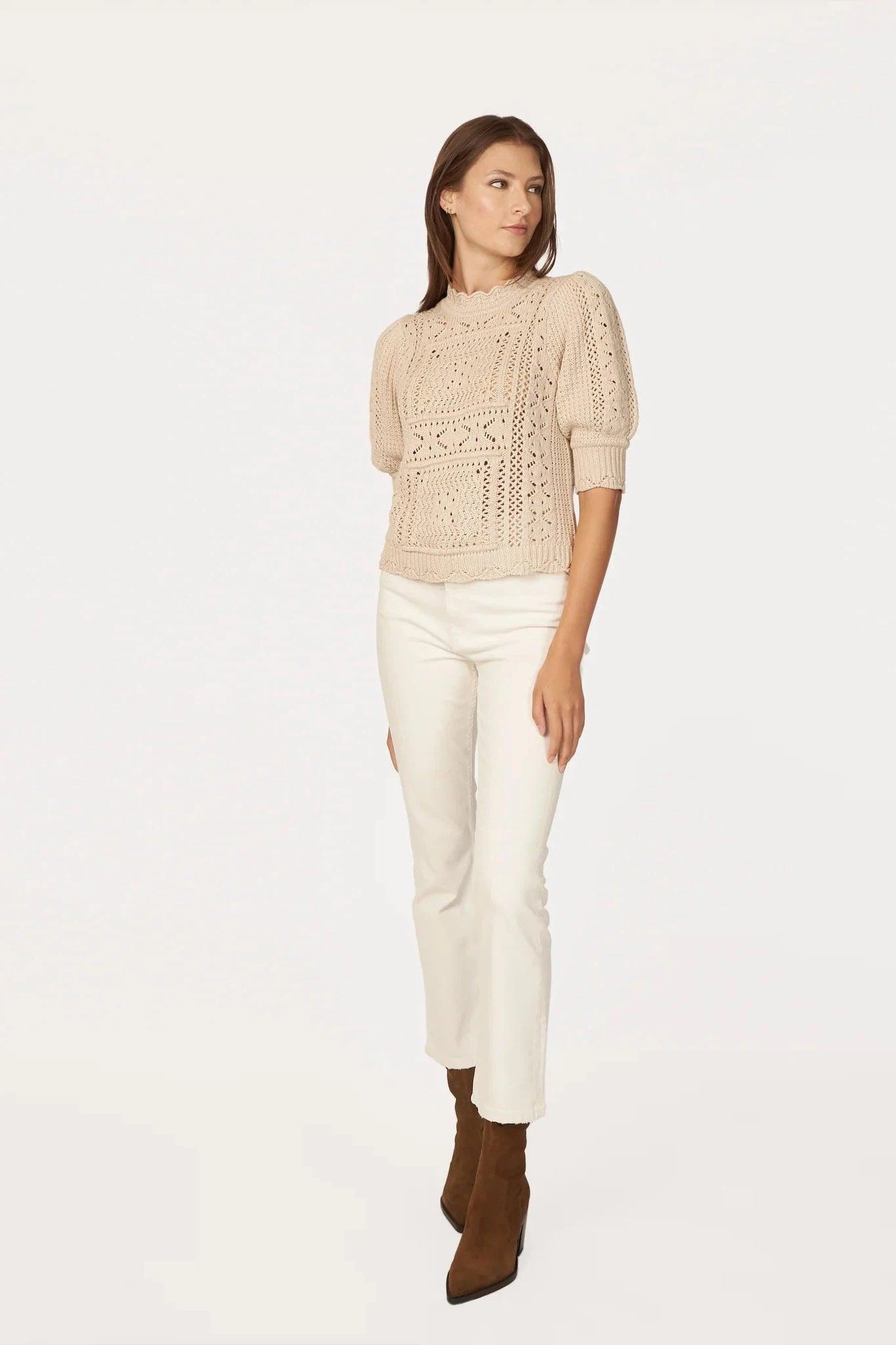 Autumn Cashmere - Puff Sleeve Tile Stitch Mock — Olive & Bette's