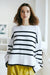 Autumn Cashmere - Relaxed Breton Stripe Crew - White/Black - Olive & Bette's