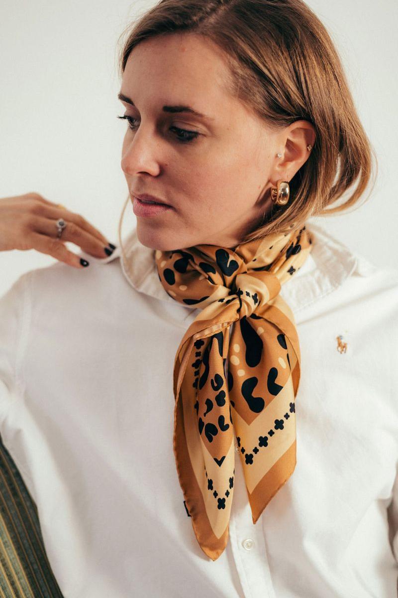 Maison Lecomte Flament - Silk Scarf - Leo Camel