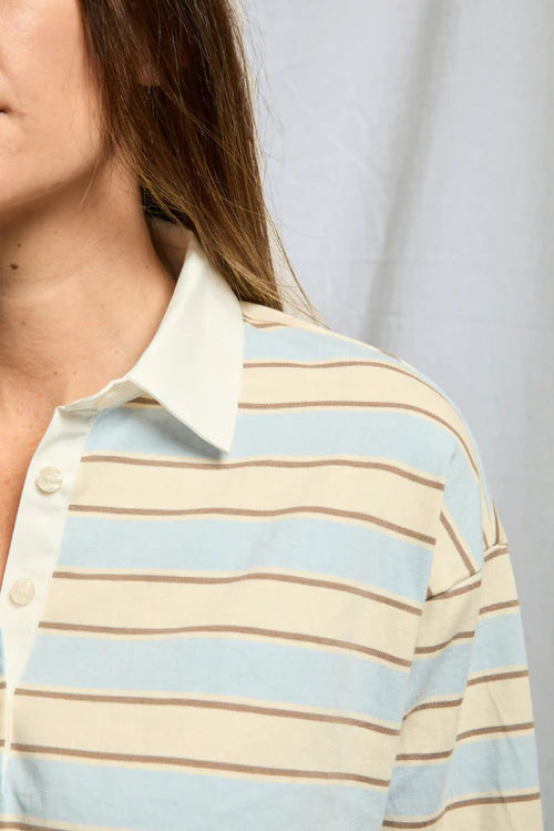 PerfectWhiteTee - Daria Cotton Rugby - Powder Blue Stripe