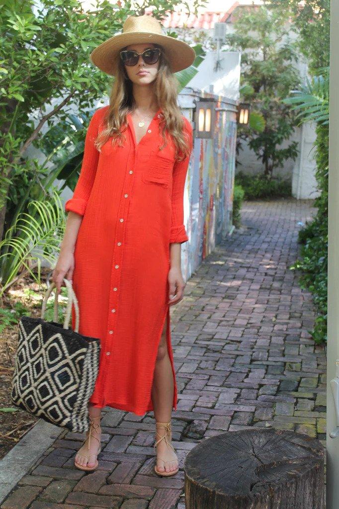 Felicite - Boyfriend Maxi Dress - Cherry - Olive & Bette's