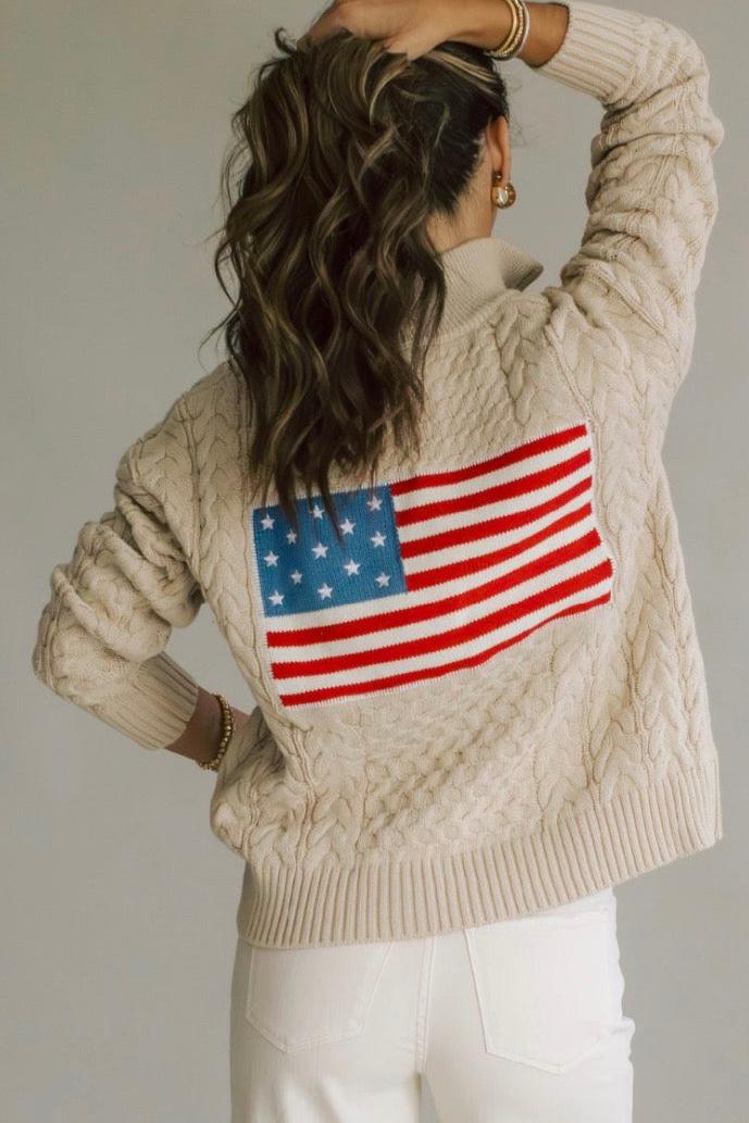 Olive and Bette's - 1/4 Zip Flag Sweaters