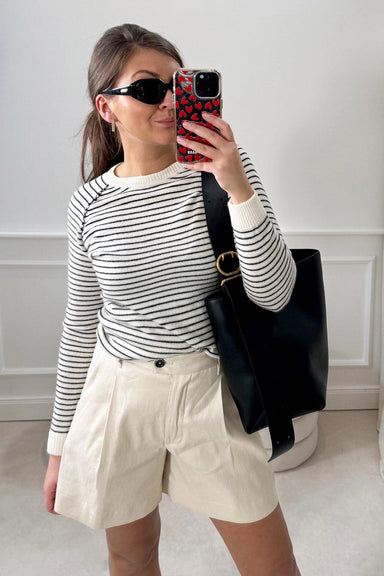 Kujten Cashmere - Nami Stripe Sweater - Blanc - Olive & Bette's