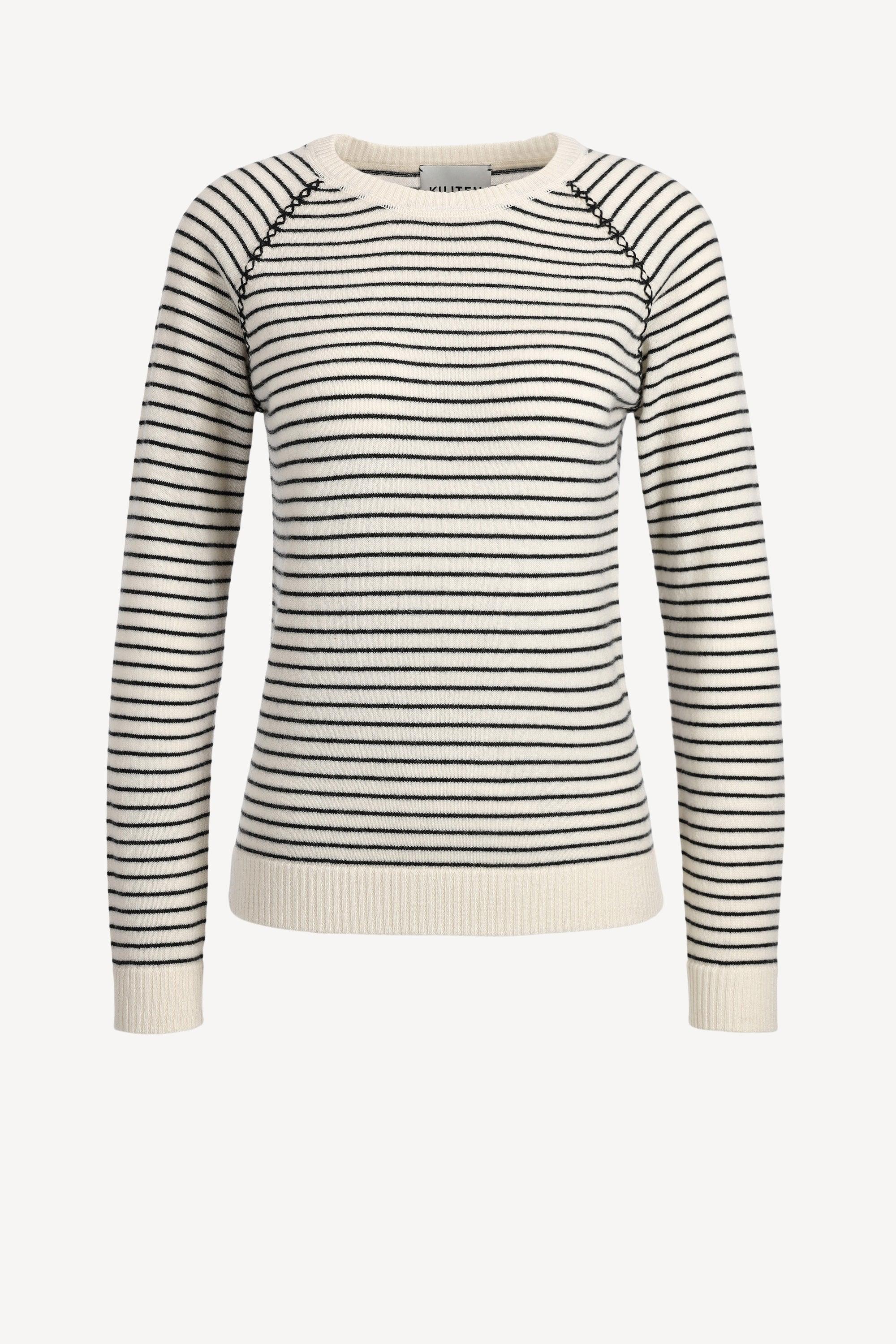 Kujten Cashmere - Nami Stripe Sweater - Blanc - Olive & Bette's