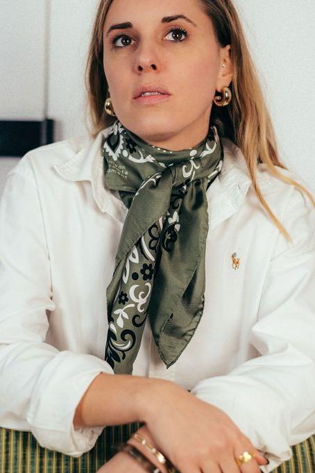 Maison Lecomte Flament - Silk Scarf - Bandana Kaki