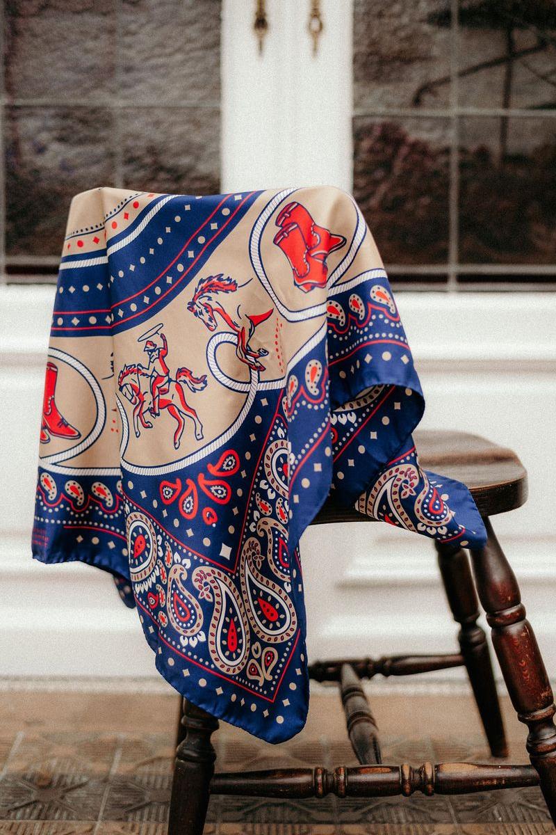 Maison Lecomte Flament - Silk Scarf - Rodeo Navy