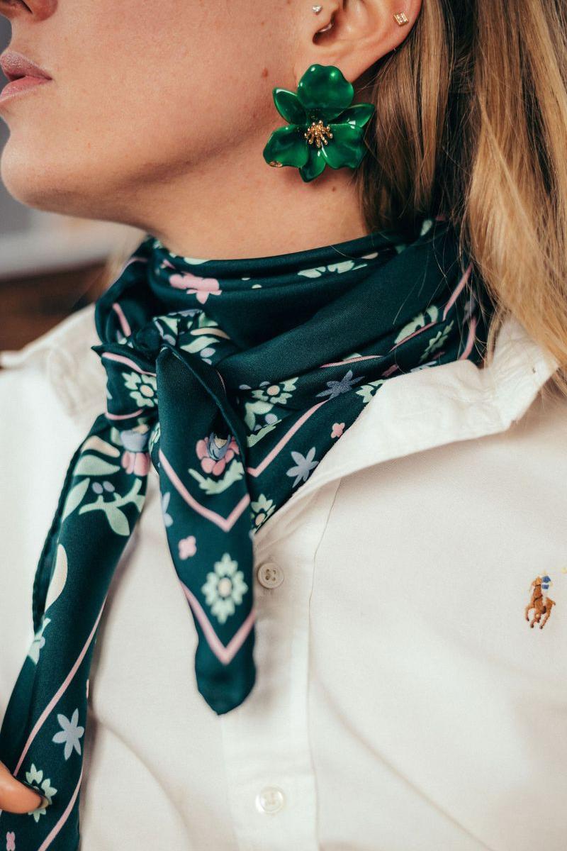 Maison Lecomte Flament - Silk Scarf - Secret Garden Vert