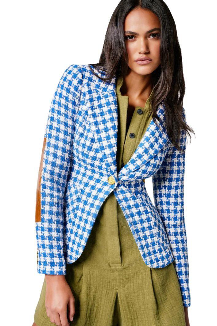 Smythe - Duchess Blazer w/Elbow Patch - Houndstooth - Olive & Bette's