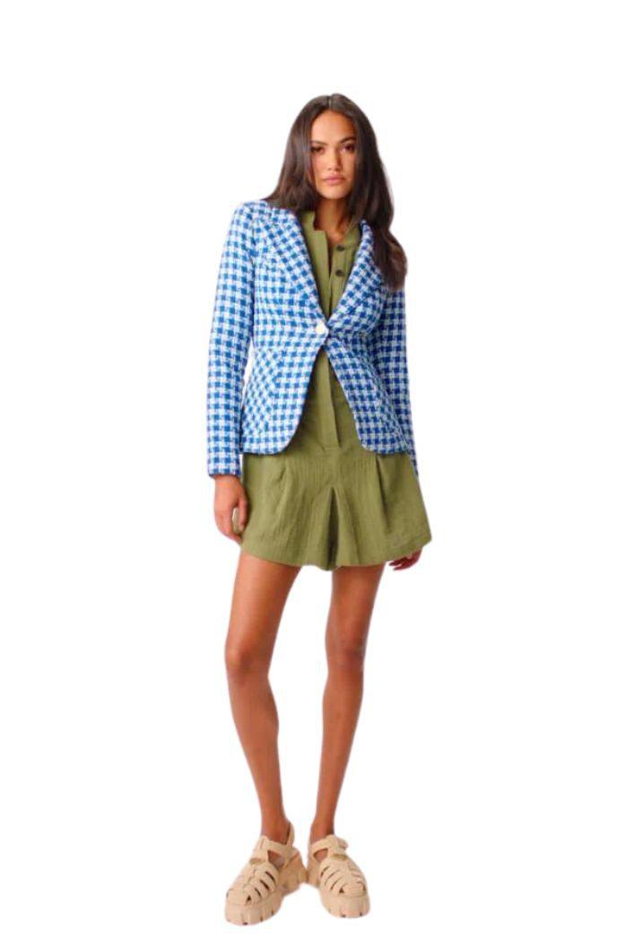 Smythe - Duchess Blazer w/Elbow Patch - Houndstooth - Olive & Bette's