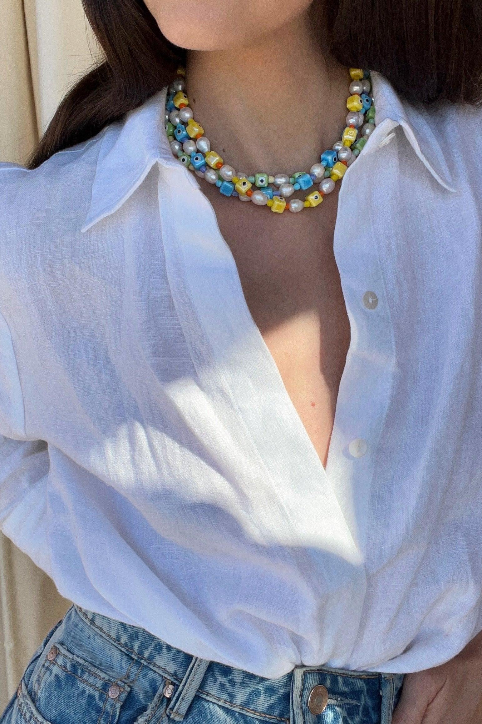 Talis Chains - Eye Spy Pearl Necklace Blue - Olive & Bette's