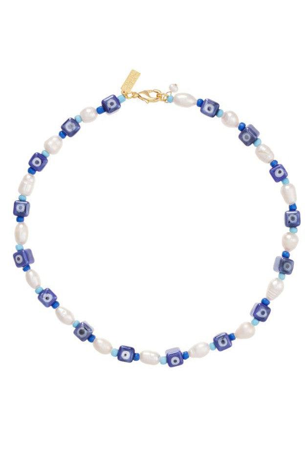 Talis Chains - Eye Spy Pearl Necklace Blue - Olive & Bette's