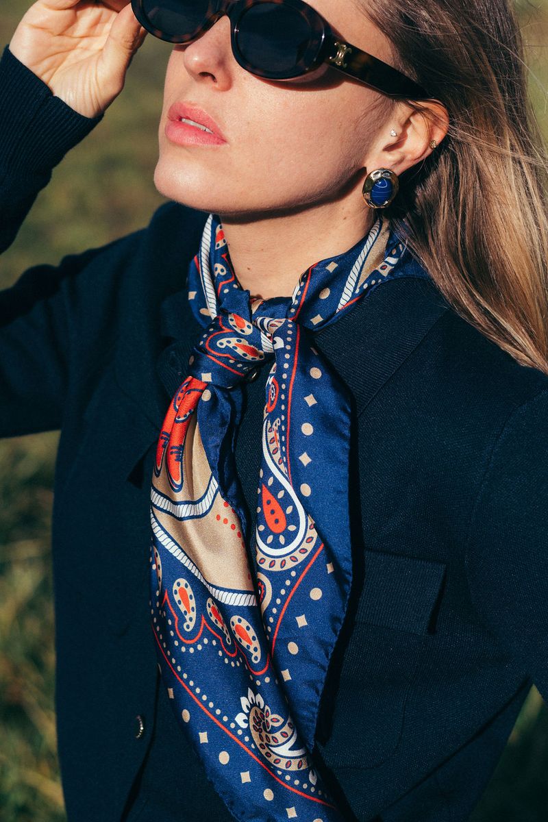 Maison Lecomte Flament - Silk Scarf - Rodeo Navy