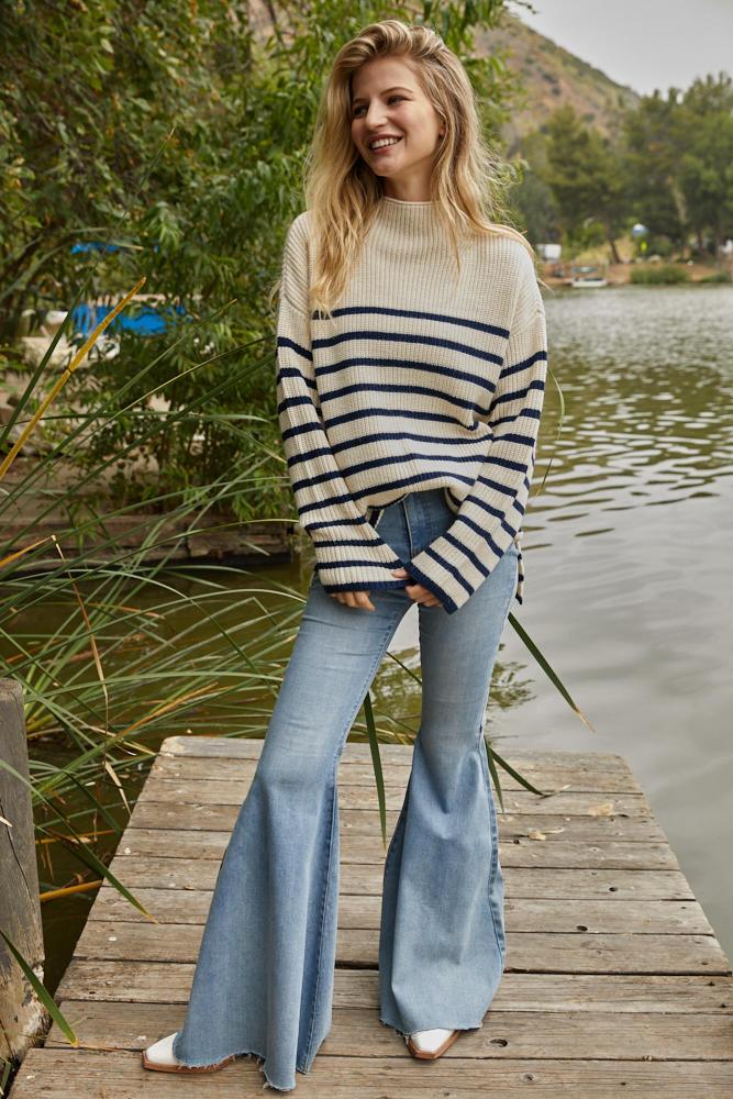 Olive and Bette's - Brittany Stripe Sweater - Ivory/Navy