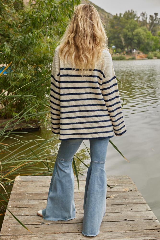 Olive and Bette's - Brittany Stripe Sweater - Ivory/Navy