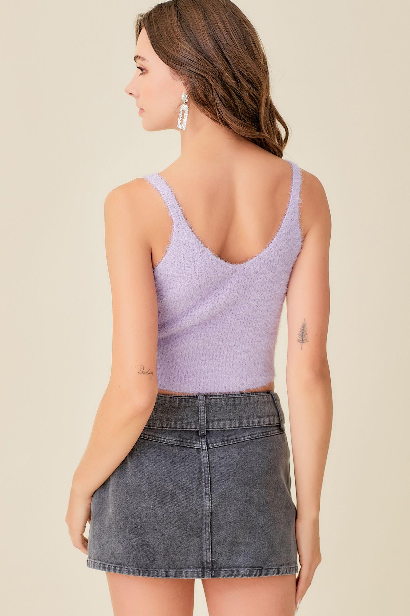 Olive and Bette's - Fuzzy Sweater Crop Top - Soft Lilac - Olive & Bette's